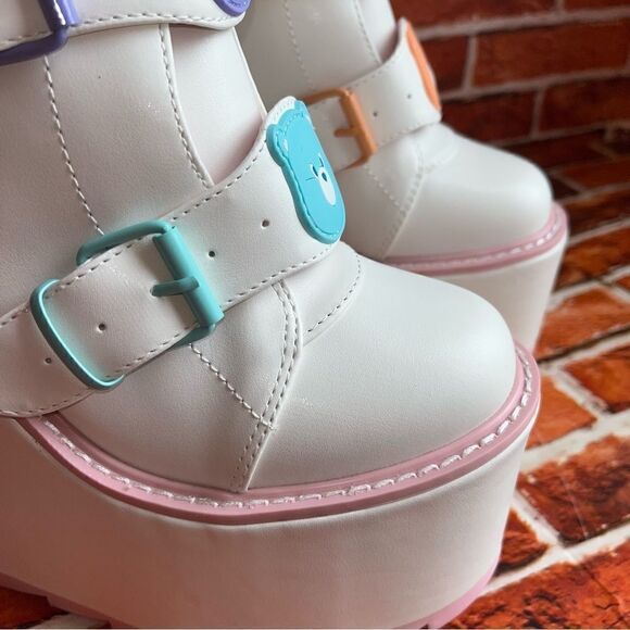 Y.R.U. White Care Bears Dune Lo Platform Boots NIB SOLDOUT White Pink SZ 7 - Picture 9 of 12